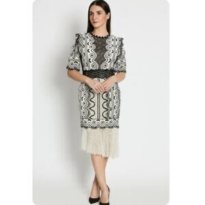 SEA New York SZ 10 Lola Black White Lace Crochet Dress $445